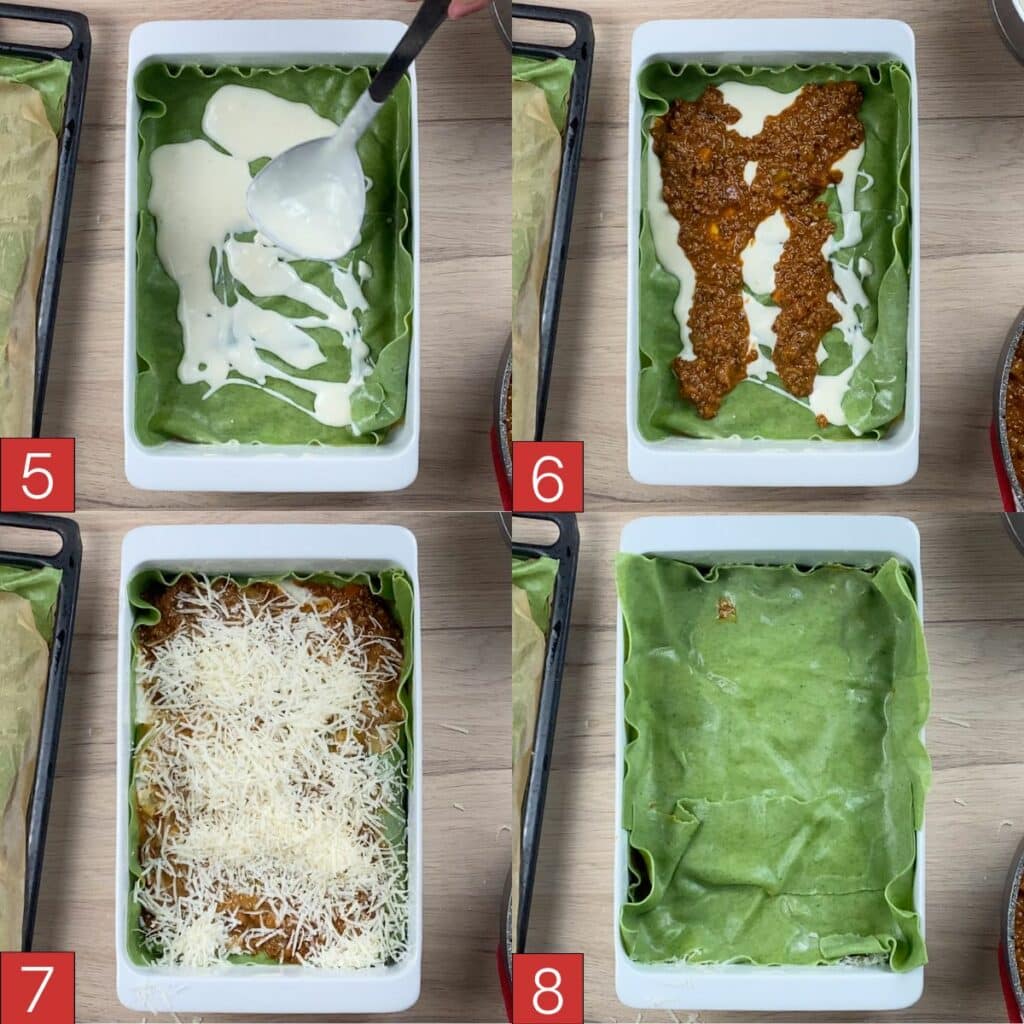 Lasagne beschichten Anleitungsschritte 5 bis 8