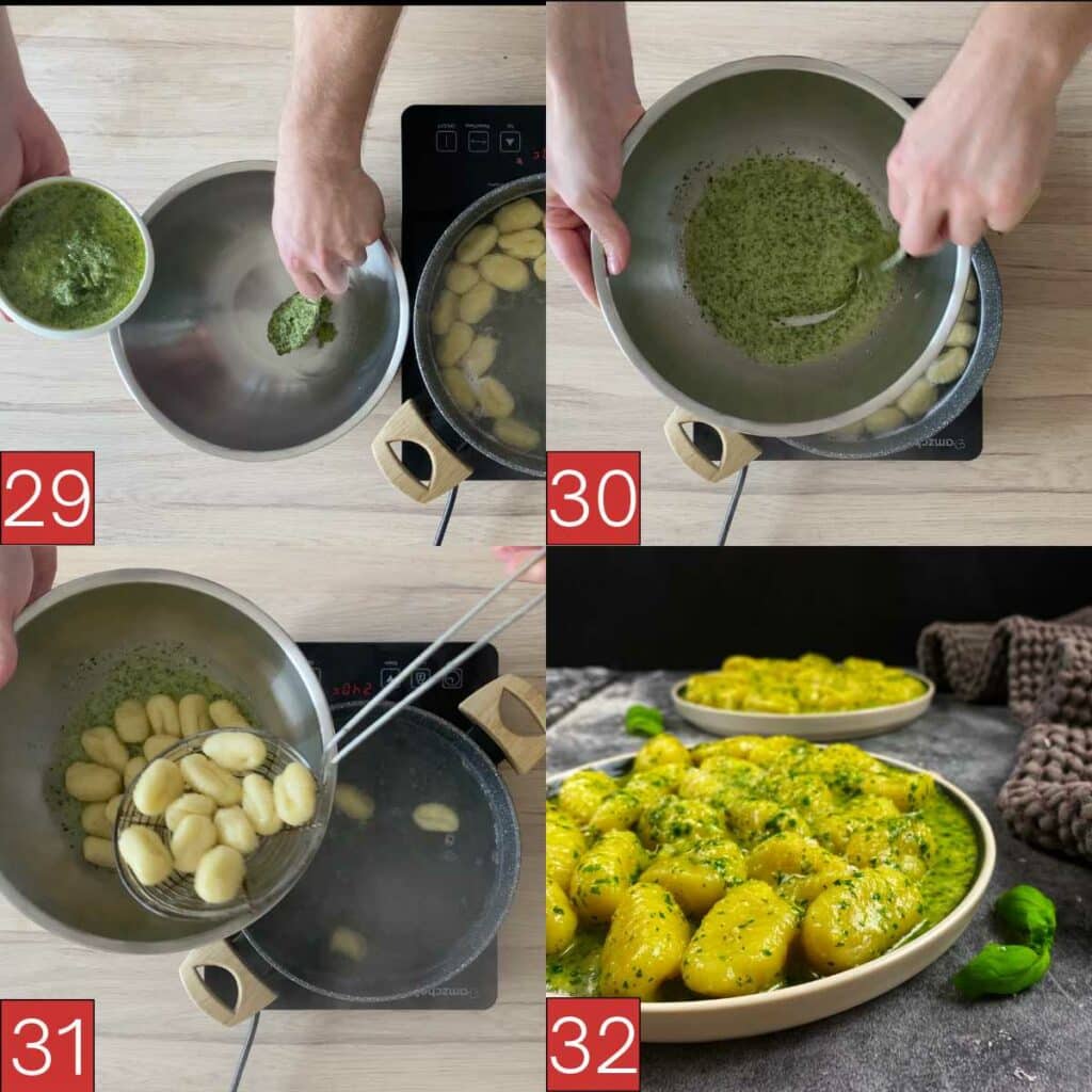 Kartoffelgnocchi mit Pesto Anleitungsbilder 29 bis 32