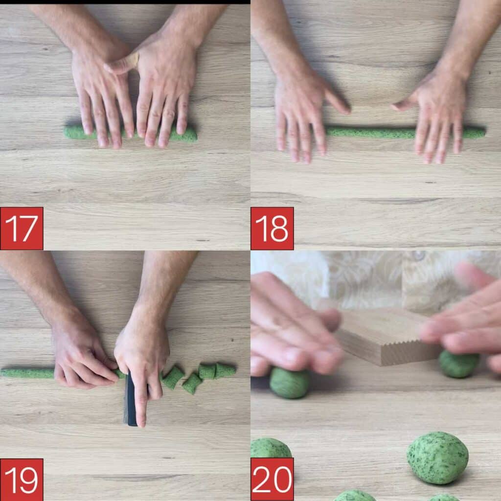 Spinatgnocchi mit Salbeibutter selber machen Anleitungsschritte 17 bis 20